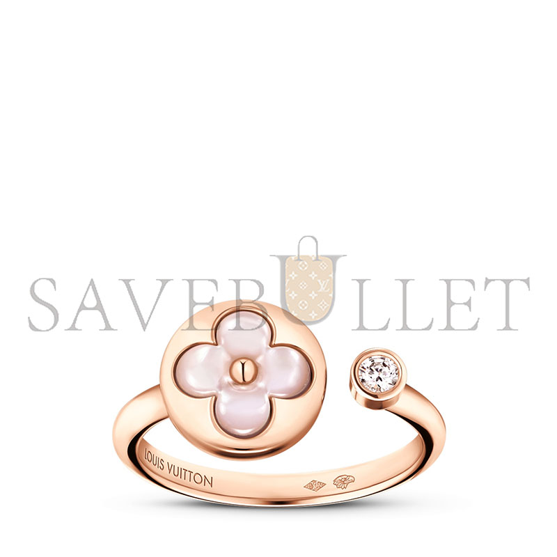 LOUIS VUITTON COLOR BLOSSOM MINI SUN RING, PINK GOLD, PINK MOTHER-OF-PEARL AND DIAMOND Q0S21E